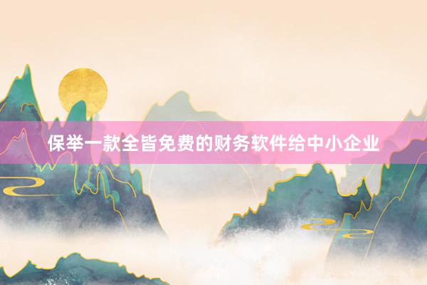 保举一款全皆免费的财务软件给中小企业